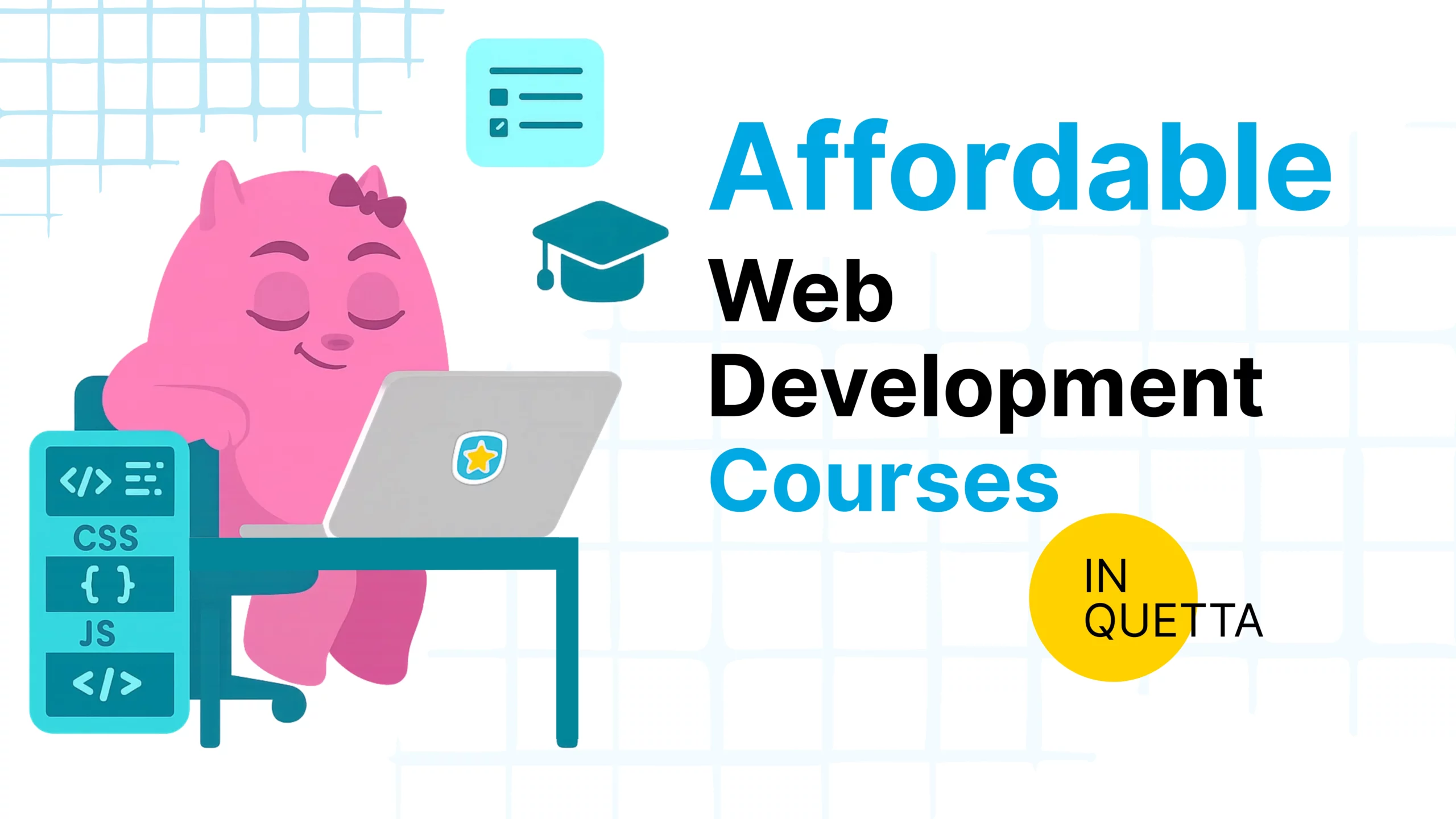 Students learning web development in a Quetta classroom