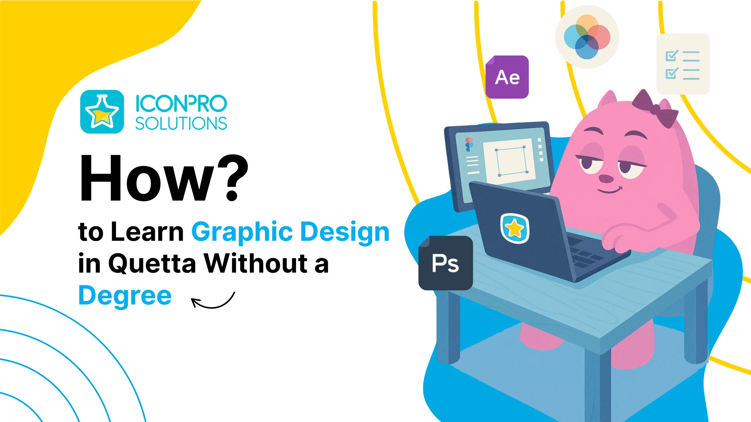 Aspiring graphic designer in Quetta learning on a laptop