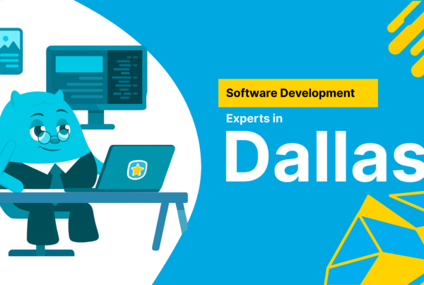 Software developers working on a web app in Dallas office