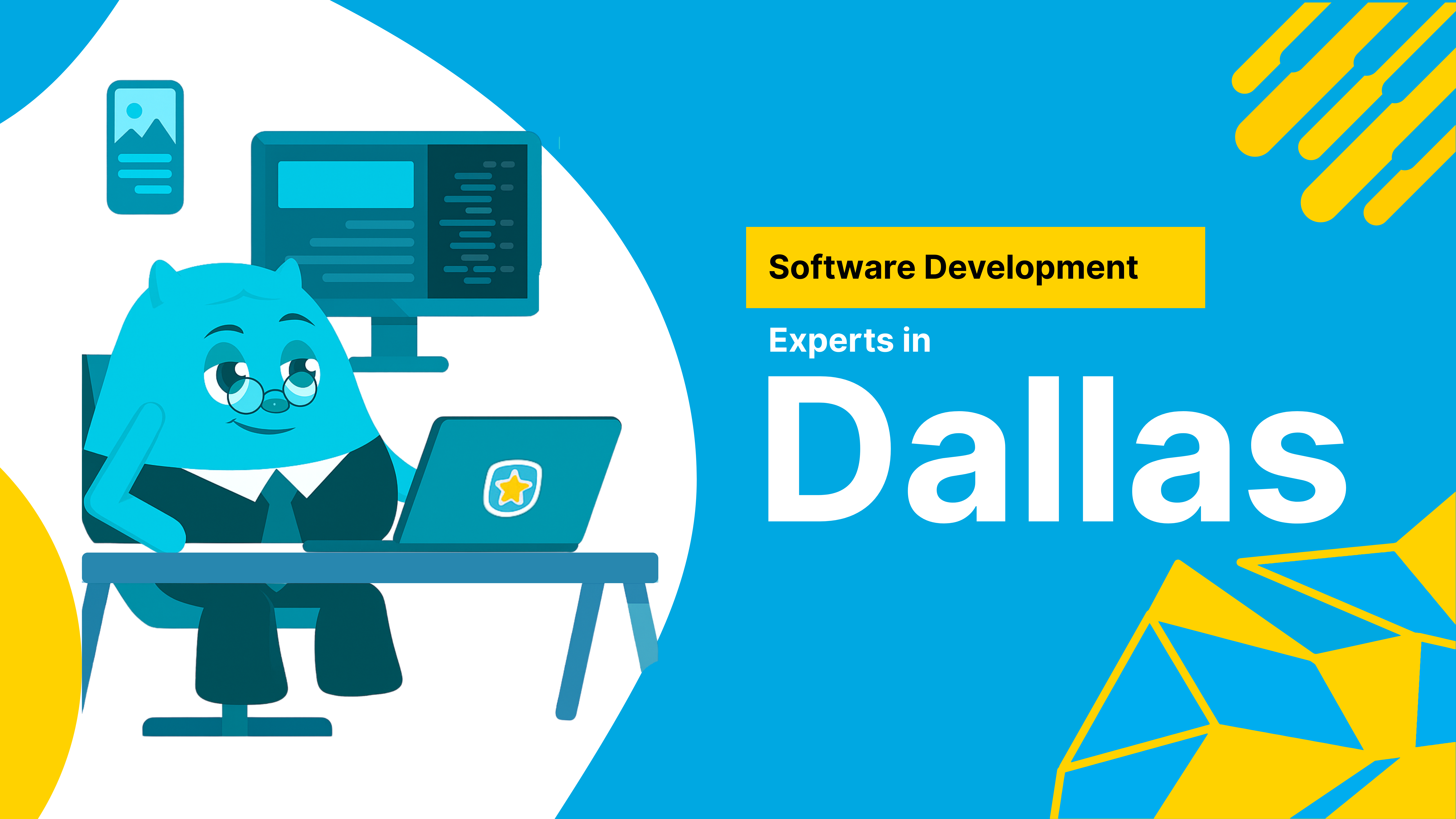 Software developers working on a web app in Dallas office