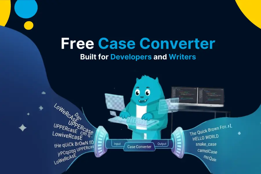 Free online case converter tool showing camelCase, snake_case and kebab-case conversions in browser